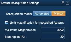 Settings for reacquiring features