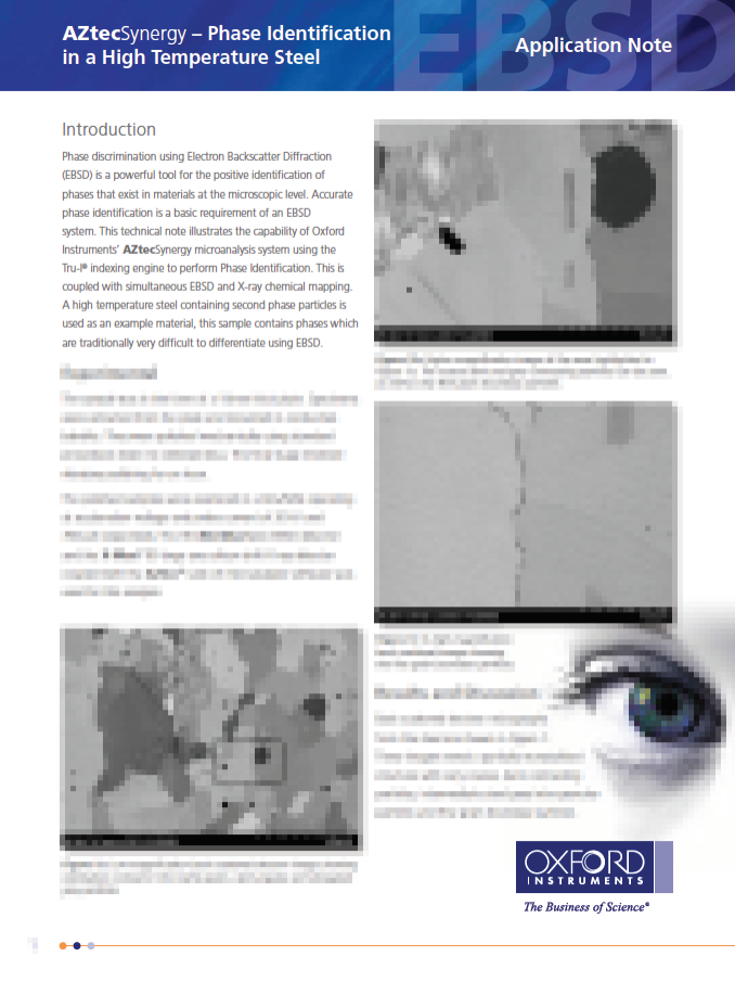 AZtec Synergy - Phase identification in a high temperature Steel