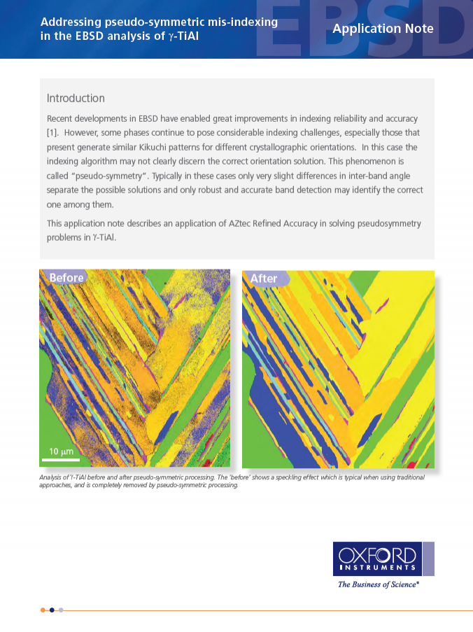 Addressing pseudo-symmetric mis-indexing in the EBSD analysis of gamma-TiAl