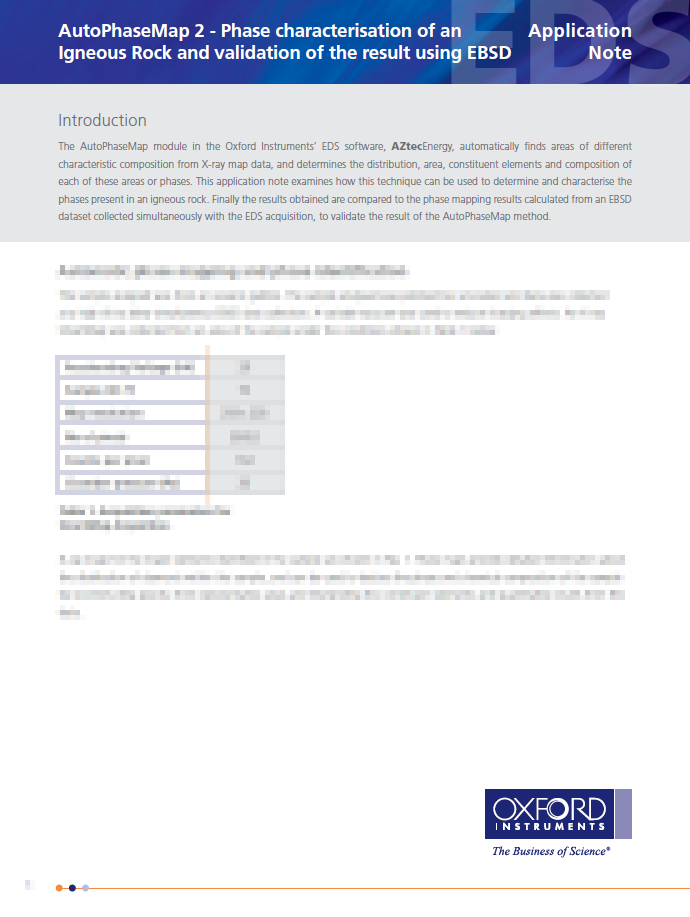 Phase characterisation of an Igneous Rock and validation of the result using EBSD