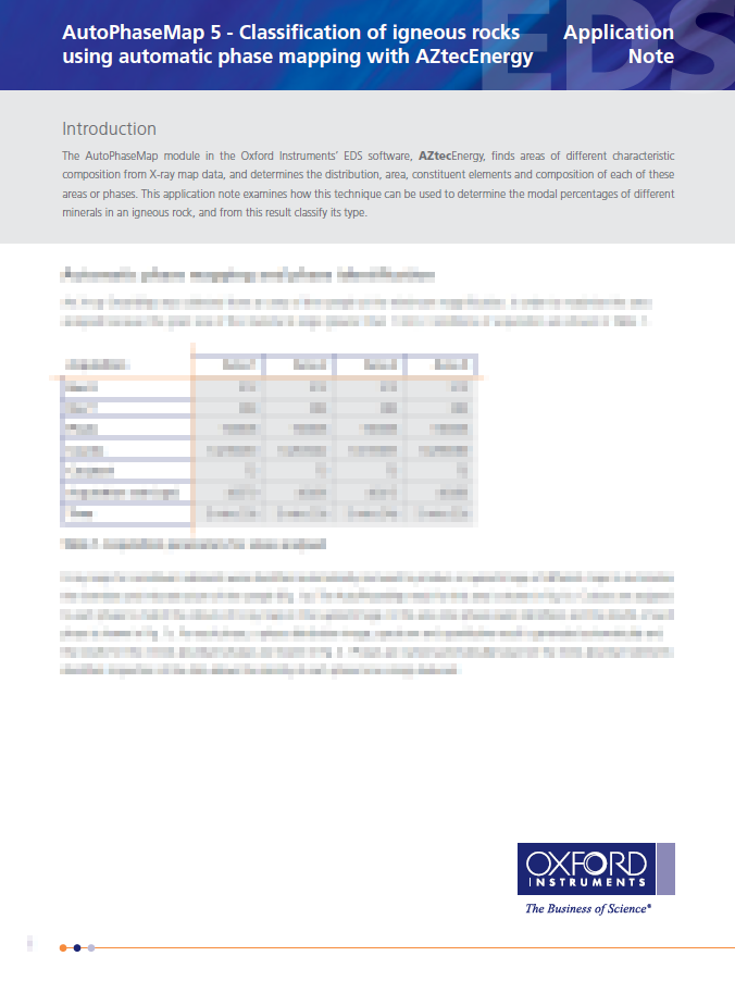 Classification of igneous rocks using automatic phase mapping with AZtecEnergy