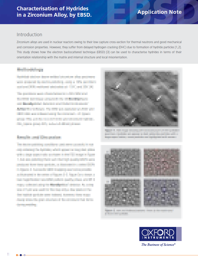 Characterisation of Hydrides in a Zirconium Alloy, by EBSD