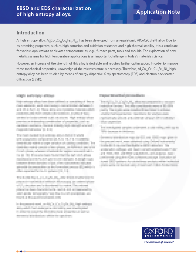 EBSD and EDS Characterisation of high entropy alloys