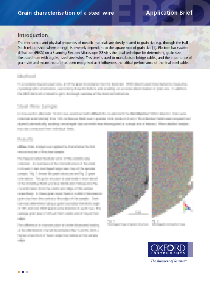Grain characterisation of a steel wire