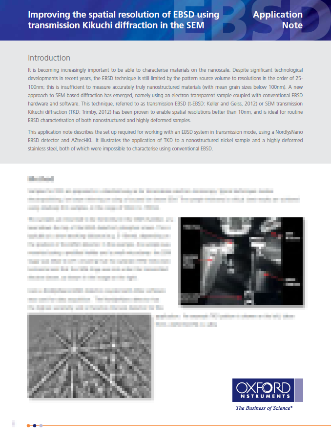 Improving the spatial resolution of EBSD using transmission Kikuchi diffraction in the SEM
