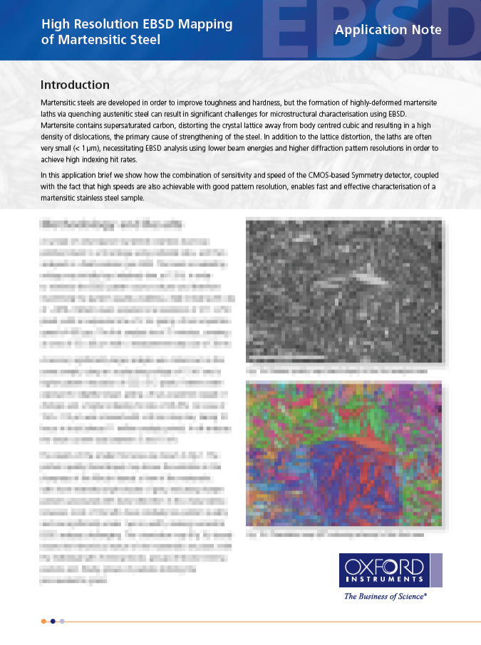 High Resolution EBSD Mapping of Martensitic Steel